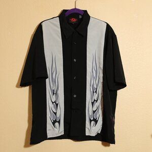Dragonfly Clothing Vintage Flames Bowling Shirt (L)